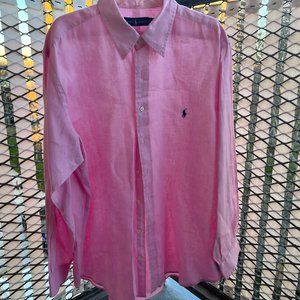 Ralph Lauren Lightweight Linen Shirt (Big & Tall) size 1XB PINK Long Sleeve